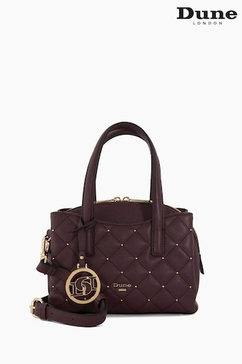 Dune London Purple Dinky Dignify Mini Stud Quilted Tote Bag (925040) | £80