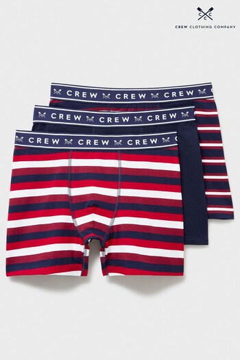 Crew Clothing Company Maroon Red  Cotton Boxers 3 Pack (925066) | £35