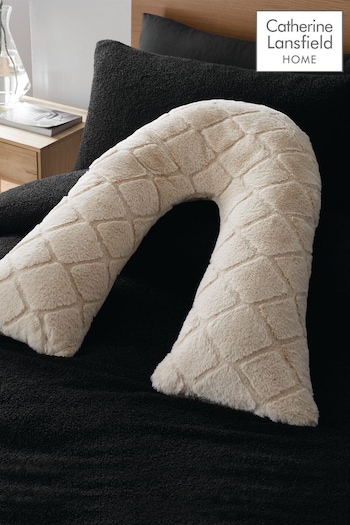 Catherine Lansfield Cosy and Soft Diamond Fleece V-Shaped Cushion (925571) | £20