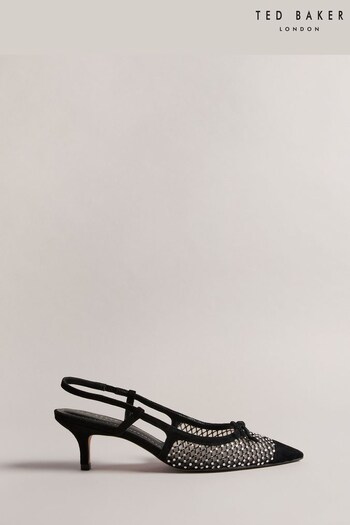 Ted Baker Relona Crystal Mesh 60mm Sling Back Black Shoes Range (926275) | £135