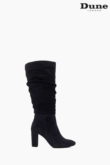 Dune London Stigma Rouched Knee-High Black Boots (926326) | £82