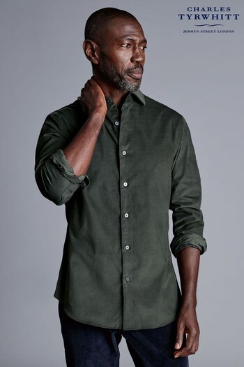 Charles Tyrwhitt Green Corduroy Slim Fit Shirt (926661) | £65