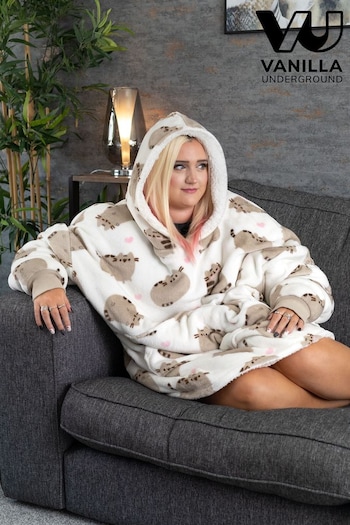 Vanilla Underground White Pusheen Cat Womens Blanket Hoodie (926828) | £54