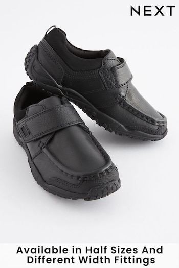 Black Narrow Fit (E) School Leather Single Strap Womens Shoes (927243) | £28 - £36