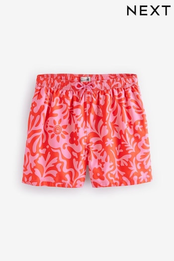 Pink/Red Abstract Floral Regular Fit Printed Swim Morena Shorts (927280) | £18