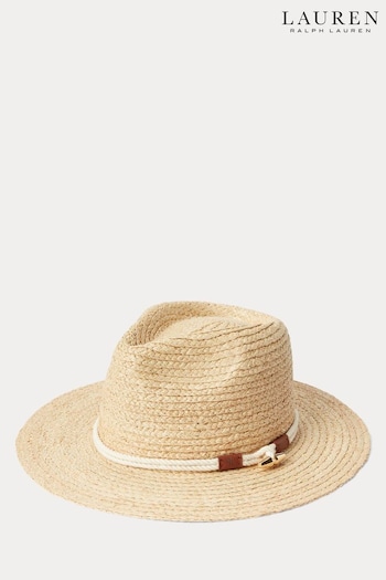 Lauren Ralph Lauren Natural Belted Raffia Fedora Hat (927320) | £119