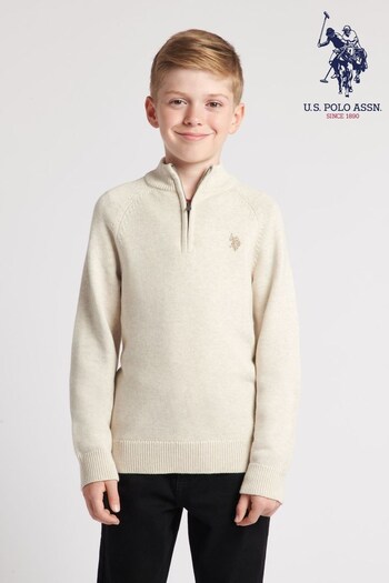 U.S. Polo Curta Assn. Boys Quarter Zip Knitted Sweatshirt (927325) | £55 - £66