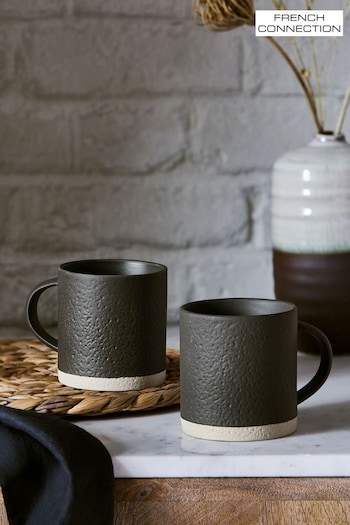 French Connection Set of 2 Black Zinc Mugs (927591) | £20