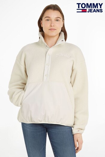 Tommy Jeans Fleece Pullover White Sweater (927856) | £110