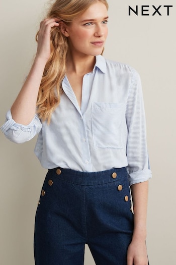 Blue/White Blue and White Stripe Long Sleeve Smart Shirt (928029) | £28