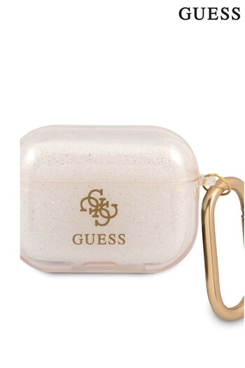 Guess Airpods Gold Case Tpu 4G Transparent Colored With Glitter (928208) | £26