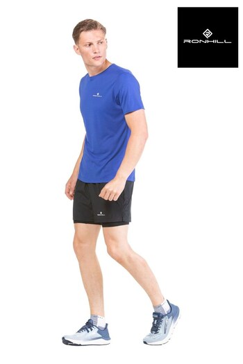 Ronhill Mens Core Two-In-One Twin Black Shorts (929046) | £40