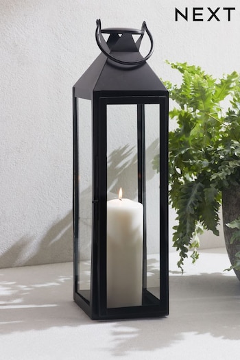Black Large Metal and Glass Lantern (929132) | £40