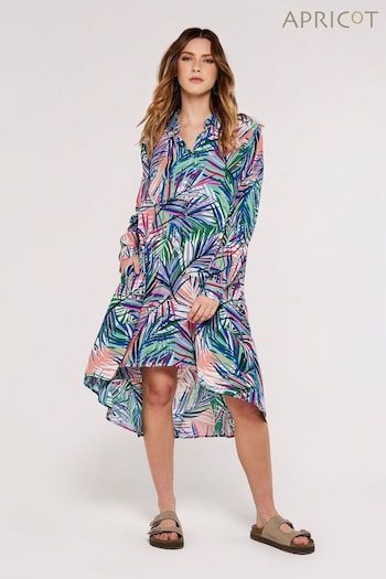 Apricot Pink Multi Layer Tropical Hi-Lo Shirt Dress (929136) | £35