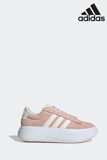 adidas Pink Grand Court Platform Suede Shoes (929149) | £80