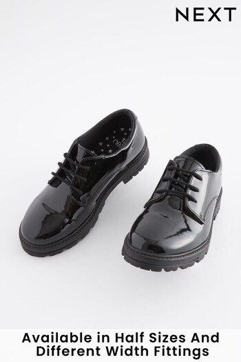 Black Patent School Leather Lace-Up Derby Shoes (929208) | £26 - £33