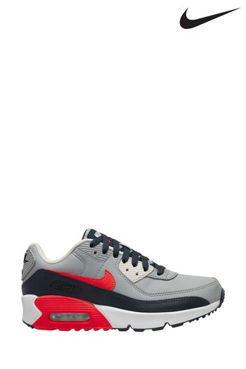 Nike Grey/Red/Black Air Max 90 Youth Trainers (929281) | £100