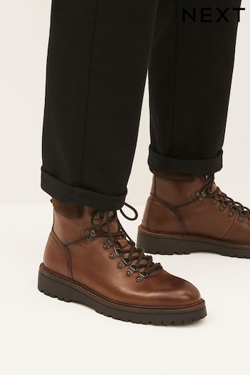 Brown Leather Hiker Style Boots (929537) | £70