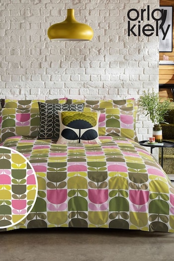 Orla Kiely Green Multi Block Stem Duvet Cover and Pillowcase Set (929580) | £50 - £95