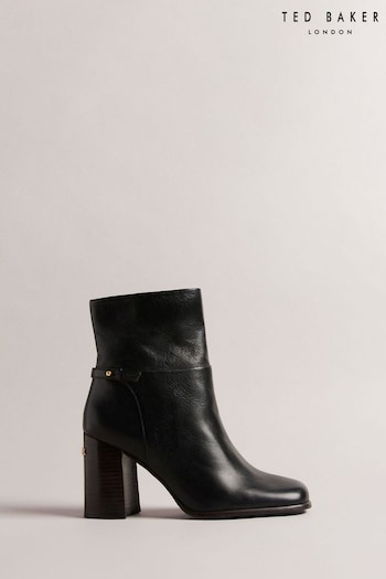 Ted Baker Charina Leather Square Toe Ankle Black Boots (929885) | £185