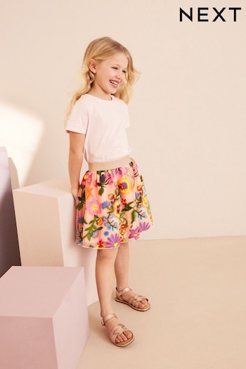 Pink Embroidered Floral Pull-On Skirt (3-16yrs) (929962) | £24 - £30