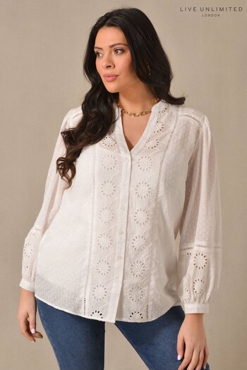 Live Unlimited Curve Ivory Broiderie Blouse (930002) | £69
