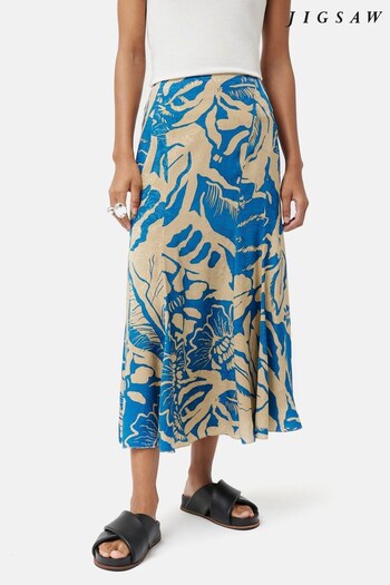 Jigsaw Blue Strokes Floral Jacquard Skirt (930168) | £135