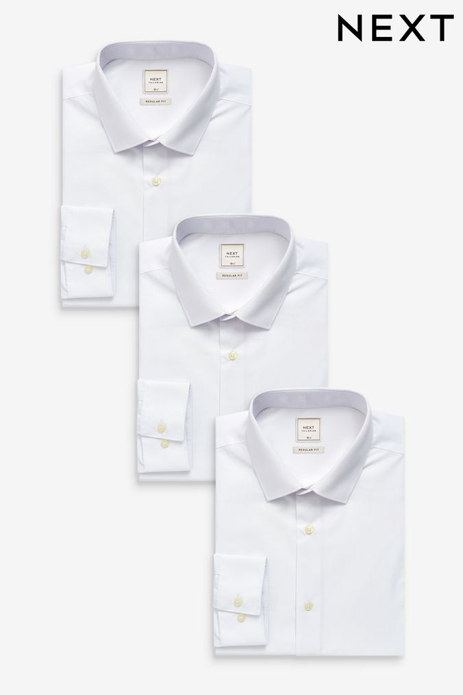 White 3 Pack Regular Fit Single Cuff Shirts (930185) | £54