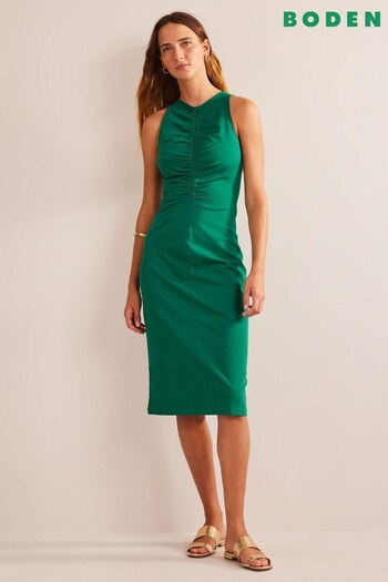 Boden Green Ruched Front Racer Dress (930241) | £80