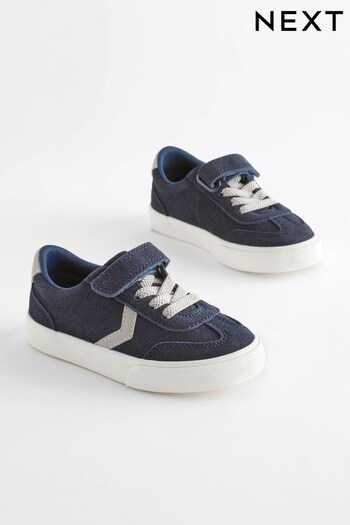 Navy Blue Standard Fit (F) Touch Fastening Chevron Shoes (930285) | £18 - £21