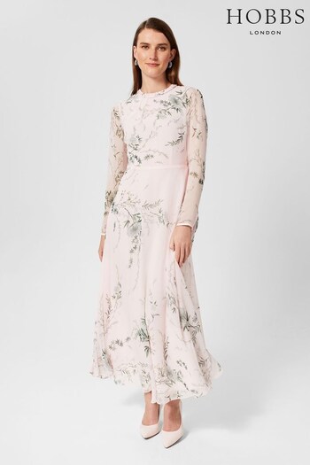 Hobbs Pink Rosabelle Silk Dress (930295) | £329