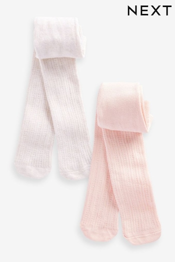 Pink/Cream Pointelle Baby Tights 2 Pack (0mths-2yrs) (930329) | £9