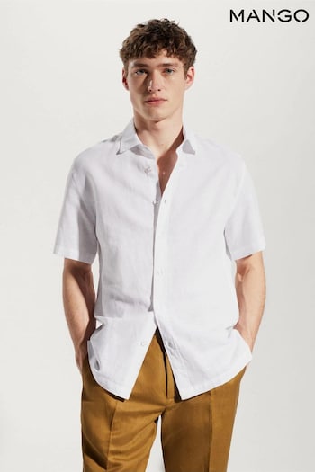 Mango 100% Linen Short Sleeve White Shirt (930433) | £46