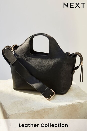 Black Premium Leather Handheld Bag (930514) | £125