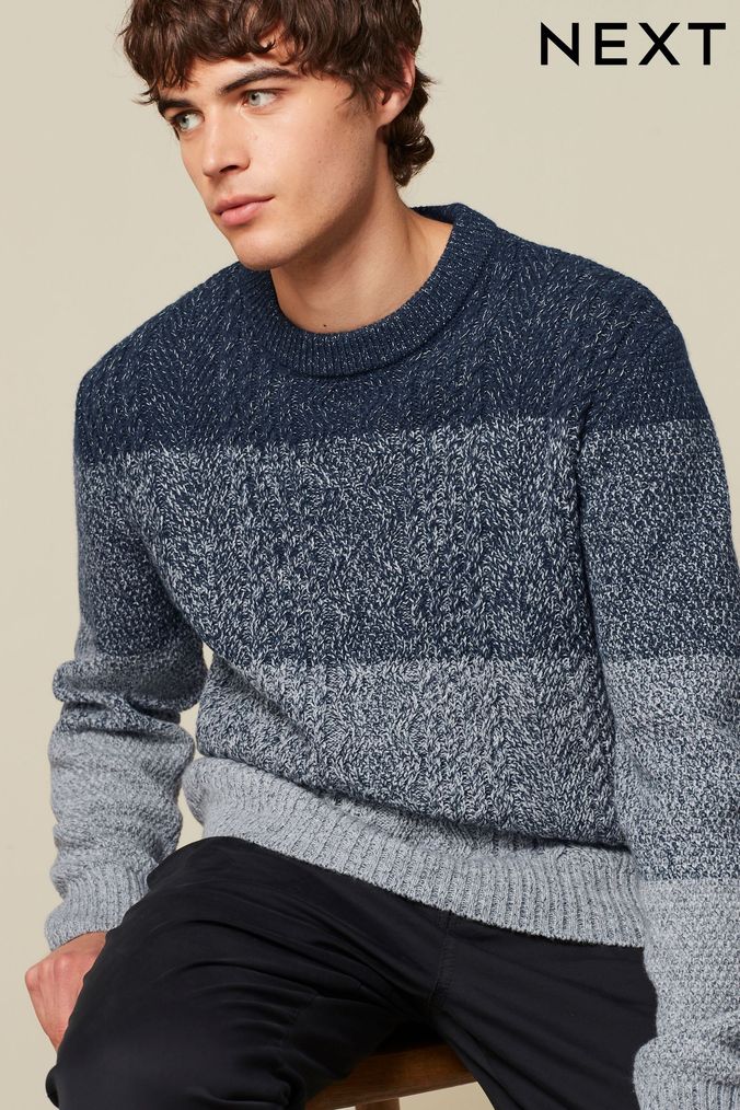 Mens Grey Cable Knitwear Next Official Site