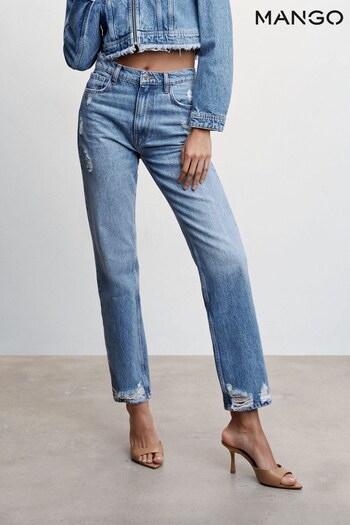 Mango Blue High Waist Straight Jeans (930627) | £50