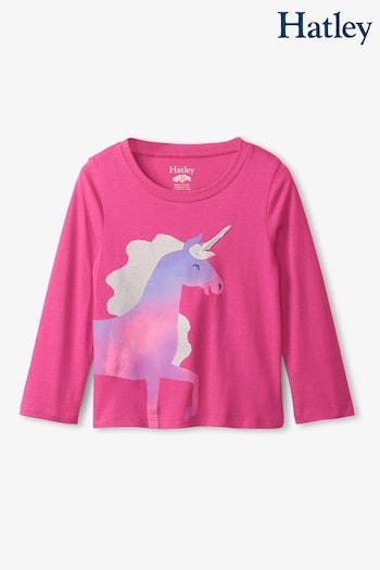 Hatley Rasberry Pink Unicorn Gather Back T-Shirt (930679) | £20