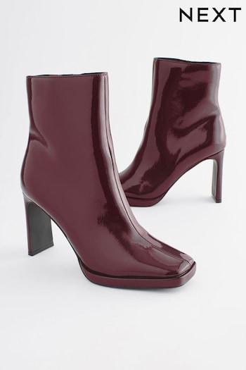 Burgundy Red Forever Comfort® Squared Toe Ankle Heeled Boots (930758) | £52