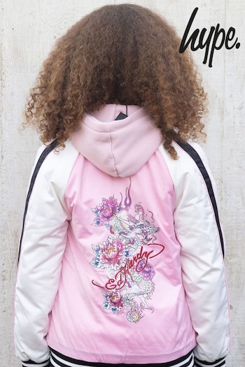 Hype X Ed Hardy Kids Pink Jacket Floral Souvenir Jacket (930788) | £60