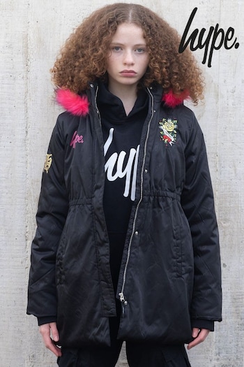 Hype X Ed Hardy Kids Black Tiger Puffer Jacket (930828) | £80