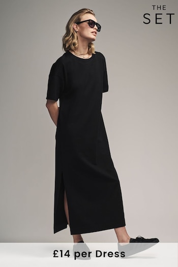 The Set Black/Nude 2 Pack Heavyweight Longline T-Shirt Dress (930923) | £28