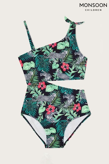 Monsoon Palm Black Print Cut Out Swimsuit (930959) | £22 - £24