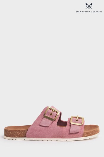 Crew Clothing Company Rose Pink Leather Footbed Sandals (931181) | £45