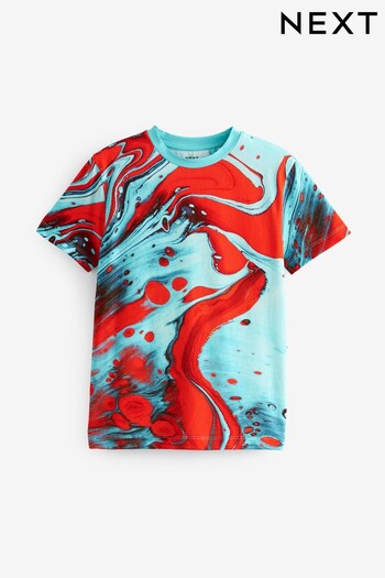 Red/Blue Lava All-Over Print Short Sleeve T-Shirt (3-16yrs) (931305) | £11 - £16