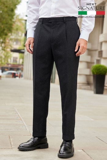 Black Slim Nova Fides Italian Fabric Textured Suit Trousers (931512) | £59