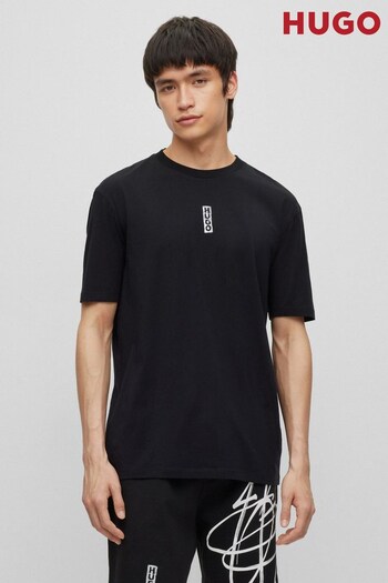 HUGO Vertical-Logo Black T-Shirt In Cotton Jersey (931513) | £59