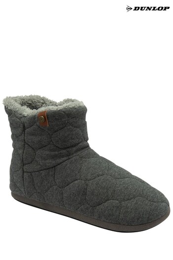 Dunlop Grey Mens Quilted Bootee Slippers (931585) | £24