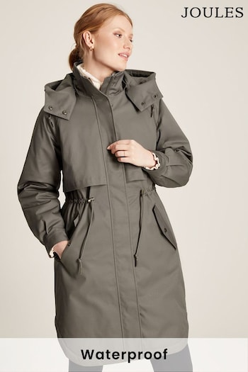 Joules Langford Dark Grey Longline Waterproof Coat With Quilted Lining (931678) | £179
