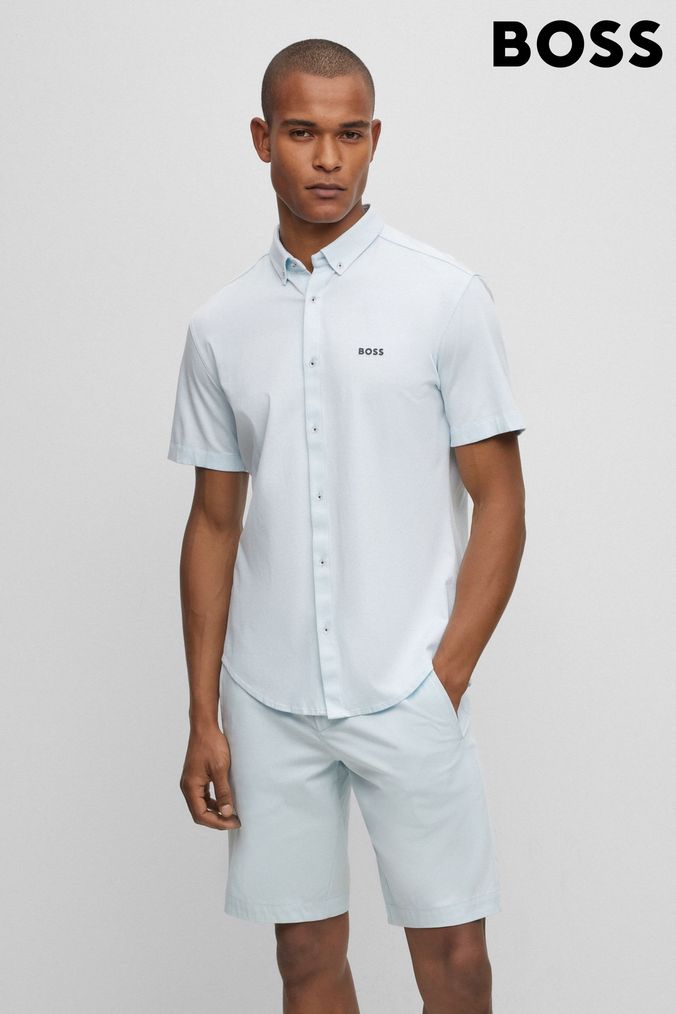 BOSS Pale Blue Biadia Short Sleeve Logo Shirt (931717) | £99