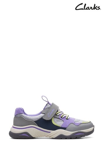 Clarks Grey Combi Feather Jump K. Trainers (931753) | £34 - £36